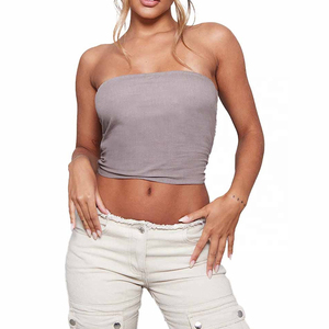 Débardeurs tube en jersey 100 % coton respirant pour femmes, style bandeau, décontractés, sans bretelles, courts, pour l'été, vente en gros - Product Image 4