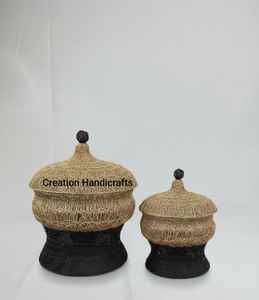 Pot de rangement décoratif en métal gravé finition or de luxe avec couvercle, fait main, décoration de maison et d'hôtel de luxe - Product Image 3