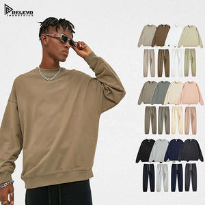 Conjunto deportivo de algodón de 400 g/m² al por mayor |   Conjunto Deportivo de Sudadera y Pantalones Holgados, 100% Algodón Felpa, Estilo Casual - Product Image 1