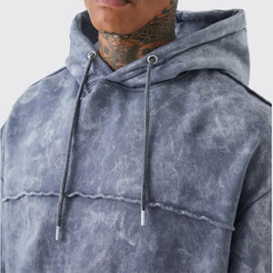 Ensemble de survêtement délavé à l'acide pour homme de haute qualité, fabriqué en usine, comprenant un sweat à capuche et un pantalon de jogging en coton, idéal pour le sport et le streetwear décontracté – Fabricant - Product Image 2