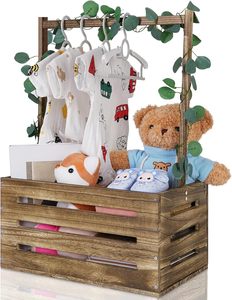 Wooden Storage Box With Hanging <b>Rack</b> Rectangle Multifunctional Toys Organizer 50x40x30cm Rustic Style For Kids Room - Product Image 2