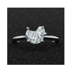 Anillo de Compromiso Solitario de Plata de Ley 925 Chapado en Oro con Diamante Cultivado en Laboratorio con Corte Original Duck, Claridad DEF VVS VS, Certificado GIA IGI, Regalos - Product Image 1