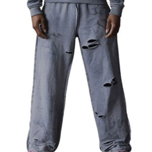 Pantalon de survêtement évasé oversize pour homme, effet délavé soleil et usé, style streetwear rétro - Product Image 1