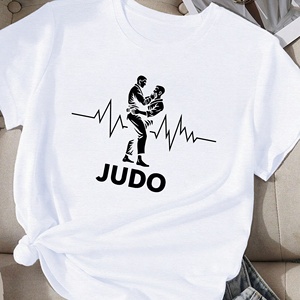 Camiseta Deportiva Informal de Mujer con Diseño de Silueta de Judo, Tejido de Poliéster Cómodo - Product Image 3