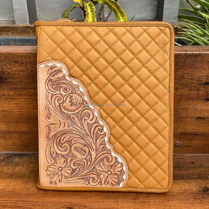 Premium A4 <b>Leather</b> Portfolio With Custom Quilted Design Handcrafted Zip Around PadfolioPersonalized HighQuality LeatherOrganizer - Product Image 3