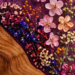 Wooden Resin Dried Flower Memorial Urn Cremation Keepsake <b>Box</b> Purple <b>Floral</b> Ashes Holder for Home Remembrance - Product Image 4
