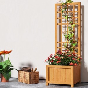 Wooden Raised Garden Bed for Outdoor Garden with Grill <b>Planter</b> Box Trellis for <b>Vegetables</b> and Flowers Balcony made in Vietnam - Product Image 5