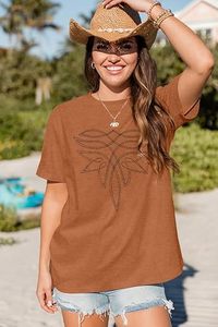 Camisas Western para Mujer, Camisa con Bordado Boot Stitch, Camiseta Vintage, Top Oversize de Manga Corta con Estampado Musical - Product Image 2