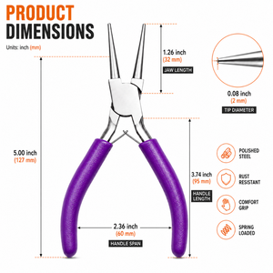 Round Nose Jewelry Pliers <b>Wire</b> Loop Forming Tool for Beading Earring Making <b>Craft</b> Repair Work - Product Image 3