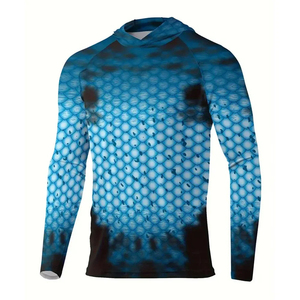 Chemise de pêche à manches longues à capuche pour homme, camouflage, séchage rapide, polyester, coupe ajustée, impression par sublimation - Product Image 5