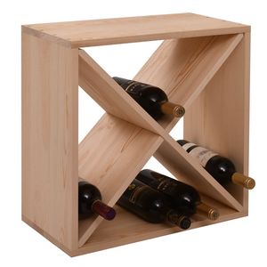 Casier à vin modulaire 24 bouteilles en bois de Burlywood, cube de rangement empilable pour bar, cave, cuisine, salle à manger - Product Image 1