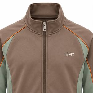 Ensemble de survêtement marron et vert, style sportif, entièrement zippé, unisexe, pour adulte, collection automne - Product Image 4