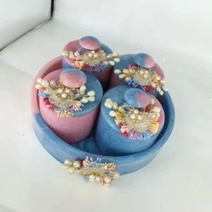 Bohemian Resin spice Storage Jars With lids cylinder containers For Wedding condiments storage Dry Fruits Vanity Tray - Product Image 6