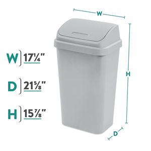 Paquete de 2 Contenedores de Basura de Cocina de 13 Galones con Tapa Abatible, Color Gris Claro, de Plástico - Product Image 5