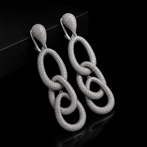 Premium <b>Infinity</b> Link 925 Sterling Silver <b>Earrings</b> with 8CT EF VVS Lab Grown CVD Diamonds for Women - Product Image 2