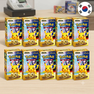 การ์ดเกมเกาหลี Mega ฉลองครบรอบ 30 ปี กล่องบูสเตอร์เสริมพิมพ์สีเต็มรูปแบบ ขายส่งชุด 10 กล่อง ปิกาจู มิวทู - Product Image 1