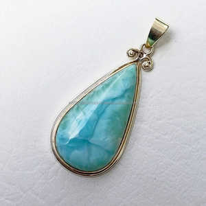 Sólido 925 esterlina hermosa piedra preciosa colgante joyería hecha a mano colgante collar Larimar joyería regalo para su madre - Product Image 4