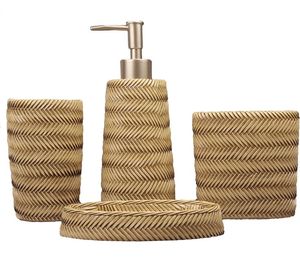 Latest Design Wooden <b>Bathroom</b> <b>Accessory</b> <b>Set</b> Eco Friendly Handmade Soap Pump Tumbler Soap Dish Hotel <b>Bathroom</b> Vanity Decor - Product Image 4