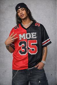 Camiseta Deportiva Personalizada de Fútbol Americano de Dos Tonos con Gráficos de Diamantes de Imitación, Cuello en V, Estilo Urbano, Brillante, Proveedor de Fábrica de EE. UU. - Product Image 3