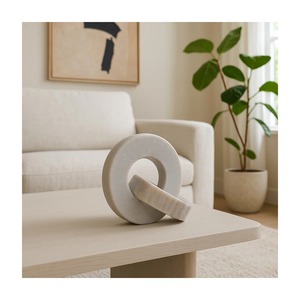 Sculpture Circulaire Minimaliste en Marbre, Décoration Artistique de Table pour Salon, Design Géométrique Fait Main pour la Décoration Intérieure - Product Image 6
