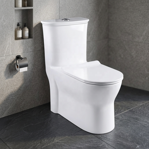 WC monobloc moderne en céramique à chasse d'eau par siphon, double chasse, avec siphon en P et en S, pour salle de bain d'hôtel de luxe - Product Image 3