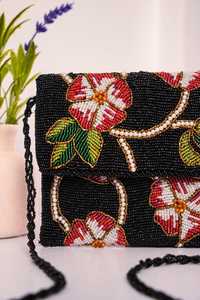 Bolso Rectangular Bordado a Mano con Cuentas de Algodón y Flores, con Cierre y Base de Poliéster, para Viajes y Fiestas - Product Image 6