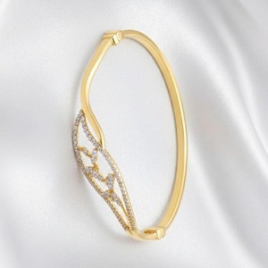 925 Sterling <b>Silver</b> White Moissanite Diamonds Style <b>Bangle</b> - Product Image 1