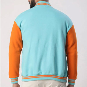 Veste universitaire bleue et orange pour homme, broderie 00, col rabattu, style décontracté, coupe classique, pour l'automne - Product Image 4