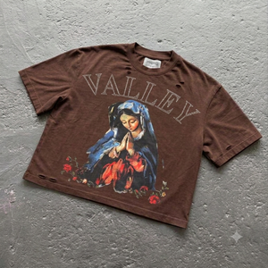 เสื้อยืดโอเวอร์ไซส์ลายกราฟิกวินเทจสำหรับผู้ชาย ผ้าฝ้าย 100% ล้างสีแบบดิสเทรส สไตล์สตรีทแวร์ พิมพ์ลายเพชร - Product Image 3