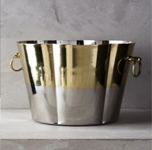 Sleek Matte Black Beverage <b>Bucket</b> with Wide Brushed Brass Collar Classic Design 5L Capacity Portable Wholesale Available - Product Image 3