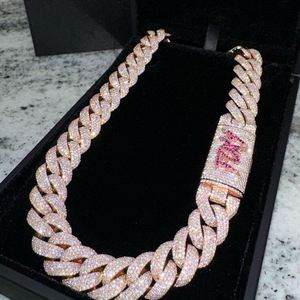 Collar Gargantilla Redondo de Moissanita Brillante, Plata 925 Bañada en Oro Amarillo, Joyería de Lujo para Hombres y Mujeres, Estilo Hip Hop, Eslabones, Iceout, Fiesta - Product Image 1