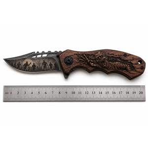 Cuchillo Zombie de Acero Inoxidable con Hoja de Punta Caída y Mango con Diseño Floral y de Geisha, Cuchillo de Bolsillo - Product Image 1
