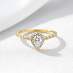 Anillo de Compromiso de Plata de Ley 925 de Alta Calidad con Moissanita VVS de Corte Pera de 0.25 Quilates, con Banda de Pavé, para Mujer - Product Image 6