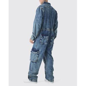 Factory Wholesale Men's Anti-Wrinkled Flame Resistant Denim Workwear Adjustable Straight Leg Button Closure Demin Work Suits OEM - Product Image 5