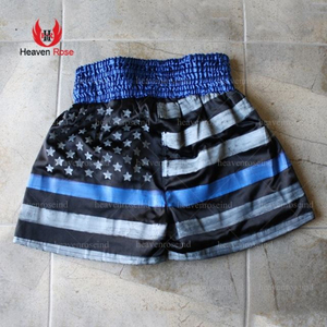 Custom Muay Thai Boxing Shorts Sublimated Satin Fight Shorts Personalized <b>Name</b> Elastic Waist Kickboxing Training Wholesale - Product Image 3
