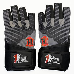 Gants de musculation professionnels gris et noirs avec bandes de maintien robustes pour les poignets |   Poignée antidérapante de qualité supérieure pour un équipement de musculation ultime - Product Image 3