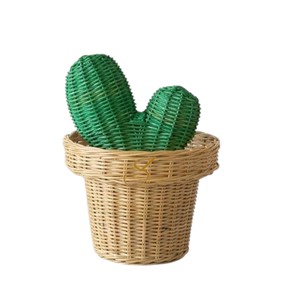Cesta de Mimbre con Forma de Cactus, con Tapa, Decorativa, para Almacenamiento de Plantas, Organizador de Llaves para Mesa, Regalo para Guardería - Product Image 1