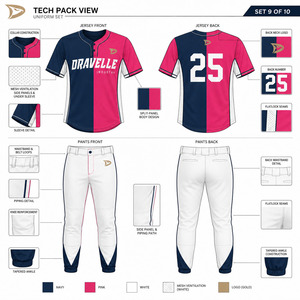 Ensemble Maillot et Pantalon de Softball Personnalisé OEM pour Homme, 2 Boutons, Fermeture à Patte, Tenue de Sport Performance pour Équipe, Fabricant - Product Image 5