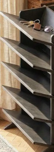 Nouvelle arrivée : Meuble de rangement moderne en bois, étagère à chaussures inclinée à niveaux, panneau latéral vertical, organisateur pour entrée et couloir - Product Image 3