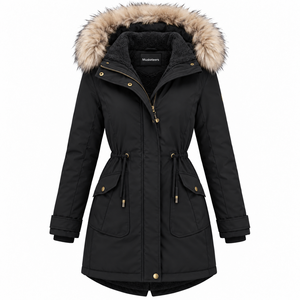 Chaqueta de Invierno para Mujer, Impermeable, con Capucha, Abrigo Cálido con Relleno de Algodón y Forro Polar para Clima Frío - Product Image 1