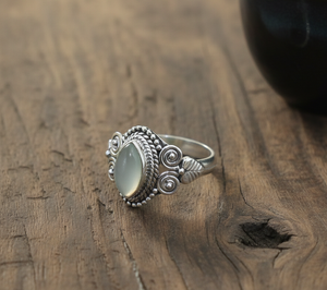 Natural Aqua Chalcedony Gemstone 925 Sterling <b>Silver</b> Rose & Yellow Handmade <b>Ring</b> Vintage Boho <b>Statement</b> Jewelry Gift For Women - Product Image 6