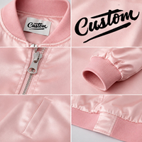Blouson Bomber en Satin Respirant Personnalisé pour Femme, OEM ODM, Marque Privée, Léger, Style Universitaire, Logo Brodé, Décontracté, Streetwear