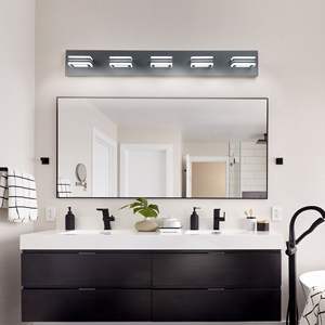 Luci da bagno a LED moderne 5 luci acrilico nero opaco W134070915/L2004 stesso per i bagni moderni - Product Image 3