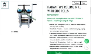 Laminoir de type italien avec rouleaux latéraux 100 mm 125 mm, outil de fabrication de bijoux, outil de bijoutier robuste |   Numéro d'article GS-646C - Product Image 3