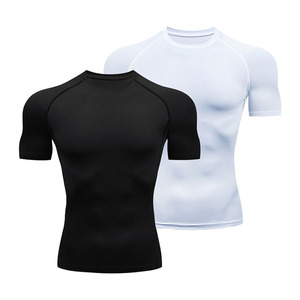 Men's Short Sleeve Compression Shirt <b>Neon</b> Green Quick Dry Breathable Athletic Base Layer Tight Fit Sports Gym Workout - Product Image 4