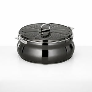 Casserole isotherme durable en acier inoxydable noir, double paroi, avec couvercle, pour garder les aliments au chaud, pot de service de cuisine avec poignée dorée - Product Image 5