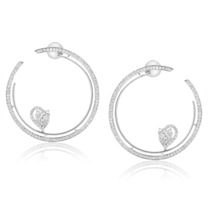Pendientes de Aro con Diamantes Tallados en Forma de Corazón, Plata 925 con Baño de Rodio, Joyería de Lujo para Mujer, para Bodas - Product Image 2