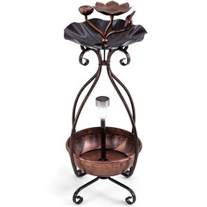 Mangiatoia per Uccelli Solare in Rame con Fioriera e Luci Solari per il Giardino - Product Image 2