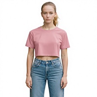 Kaos Rajut Wanita Kasual 100% Katun OEM Grosir 160g Bernapas Ramah Lingkungan Lembut Kualitas Premium Kerah Bulat Lengan Pendek Musim Panas