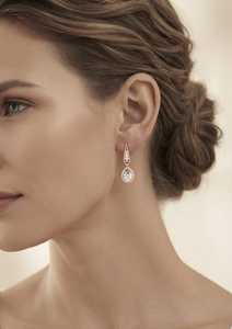 Boucles d'oreilles en or rose 9 carats massif pour femmes, forme goutte d'eau, diamant taille poire, halo micro-pavé, certifiées IGI, bijoux de luxe - Product Image 4
